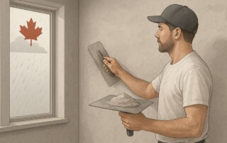 Best practices for plaster application during humid weather in Canada