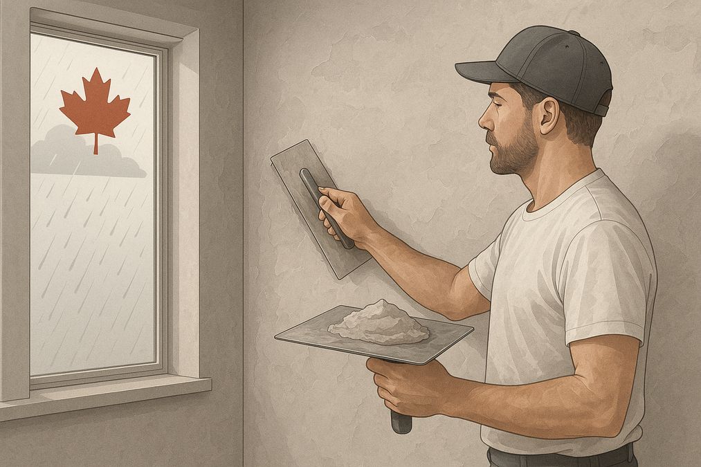 Best practices for plaster application during humid weather in Canada