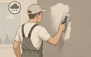 Best practices for plaster application during humid weather in Canada