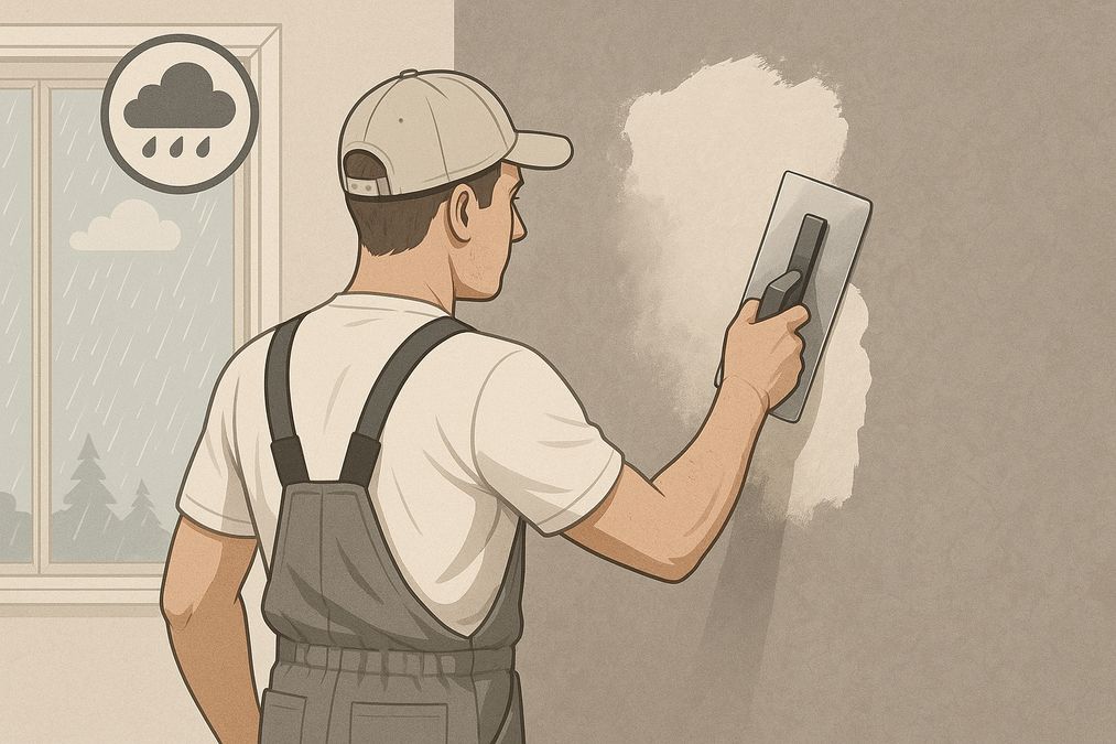 Best practices for plaster application during humid weather in Canada