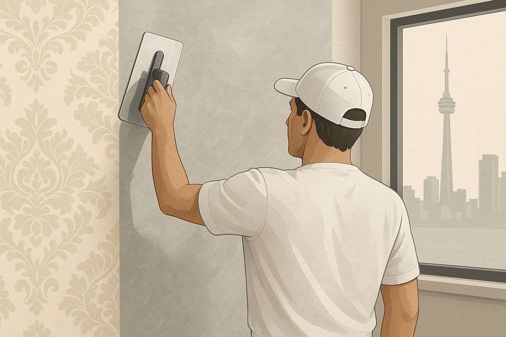 how to apply Venetian plaster over wallpaper in Toronto
